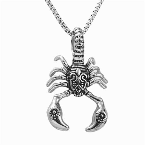 Stainless Steel Jewelry Necklace, 304 Stainless Steel, Scorpion, polished, fashion jewelry & Unisex Approx 60 cm 