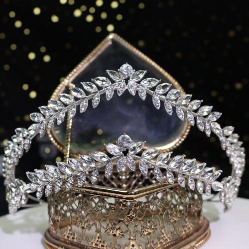 Couronne impériale de mariée, alliage de zinc, bijoux de mode & pour femme & avec strass, argent, Vendu par PC