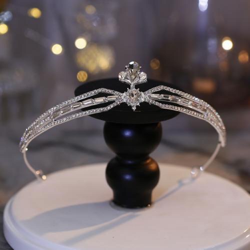 Couronne impériale de mariée, alliage de zinc, bijoux de mode & pour femme & avec strass, plus de couleurs à choisir, diameter 140mm, Vendu par PC