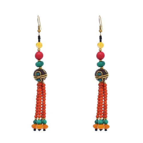 Zinc Alloy Drop Earring, with turquoise & Acrylic, plated, for woman, golden 