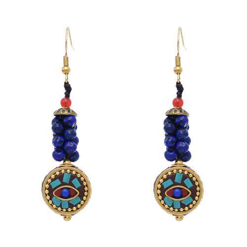 Zinc Alloy Drop Earring, with turquoise & Acrylic, plated & for woman, golden 