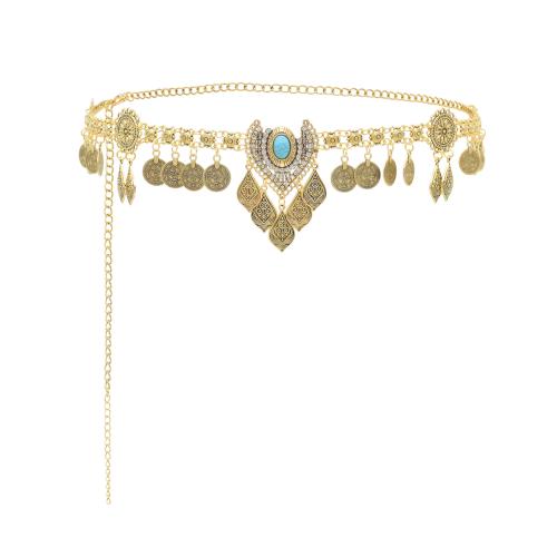 Body Chain Jewelry, Zinc Alloy, with turquoise, plated, for woman & with rhinestone 