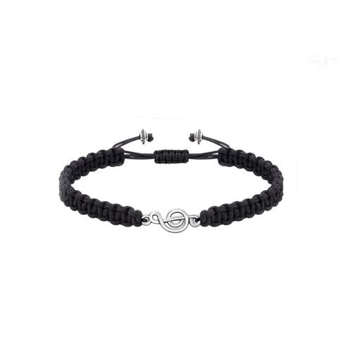 Bracelets cordon en nylon, alliage de zinc, avec corde en nylon, unisexe, noire, Vendu par PC[