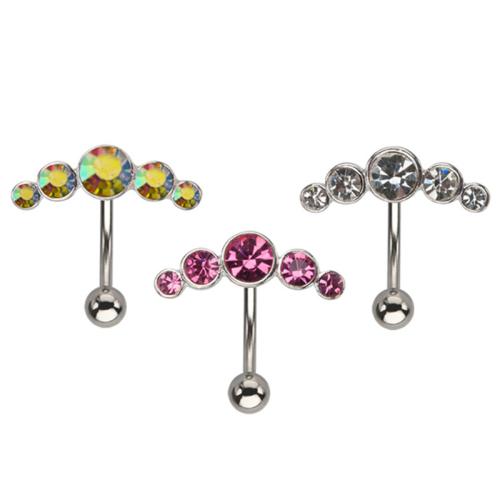 Stainless Steel Belly Ring, Zinc Alloy, with 316 Stainless Steel, micro pave cubic zirconia & for woman Needle 11 x 5MM 