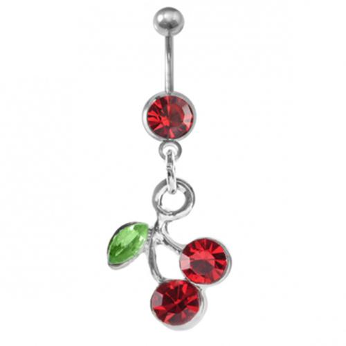 Belly Ring Jewelry, Zinc Alloy, with 316 Stainless Steel, plated, Unisex & with Czech rhinestone, red 