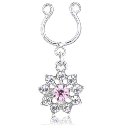 Stainless Steel Nipple Ring, Zinc Alloy, with 316 Stainless Steel, plated, micro pave cubic zirconia & for woman, white, 1.6*11*8/5 