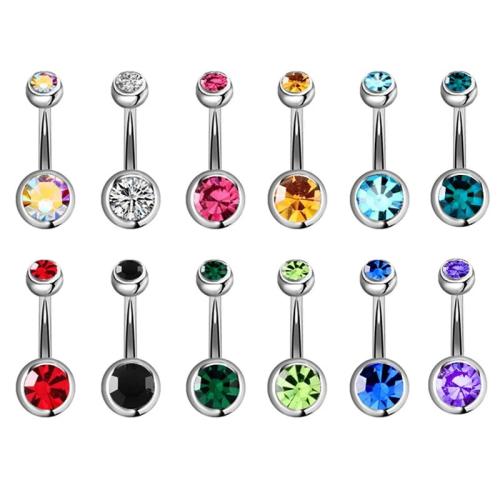 Stainless Steel Belly Ring, 304 Stainless Steel, Unisex & micro pave cubic zirconia 