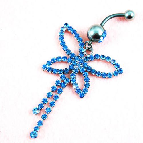 Belly Ring Jewelry, 304 Stainless Steel, micro pave cubic zirconia & for woman 5MM steel ball *1.6*11MM bend rod 