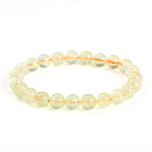 Natural Prehnite Bracelet, Round, handmade & for woman, gold, Grade AAA Approx 7-9 Inch 