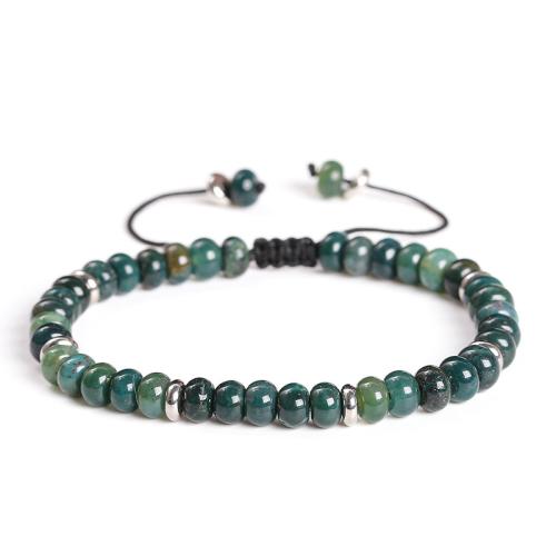 Moss Agate Bracelet, with 304 Stainless Steel, handmade, natural & for woman, beads size Approx 7-10 Inch 