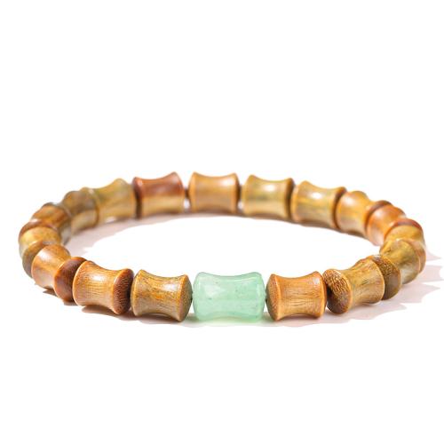 Le bois de santal vert bracelet, avec aventurine vert, bambou, Vintage & unisexe, beads size Environ 7-8 pouce, Vendu par PC