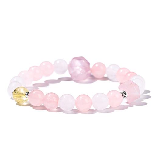 Jade bracelet, avec quartz rose & laiton, fait à la main, bijoux de mode & pour femme Environ 7-7.5 pouce, Vendu par PC