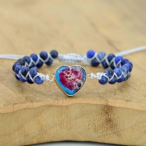 Impression Jasper Bracelet, Lapis Lazuli, with Impression Jasper & Zinc Alloy, handmade, Adjustable & fashion jewelry & Unisex Approx 18 cm [