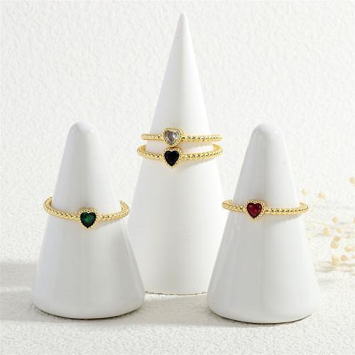 Zirkonia Messing Finger Ring, Herz, goldfarben plattiert, Modeschmuck & Micro pave Zirkonia & für Frau, keine, 6mm, Innendurchmesser:ca. 17mm, verkauft von PC