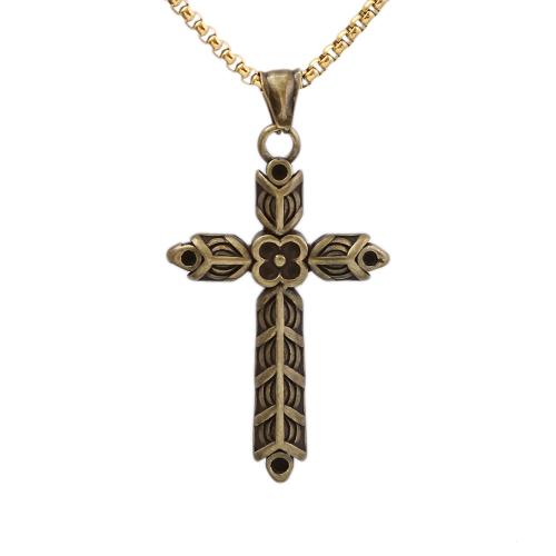 Stainless Steel Jewelry Necklace, 304 Stainless Steel, Cross, polished, fashion jewelry & Unisex Approx 60 cm 