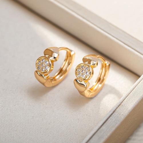 Cubic Zirconia Micro Pave Brass Earring, gold color plated, fashion jewelry & micro pave cubic zirconia & for woman, golden 