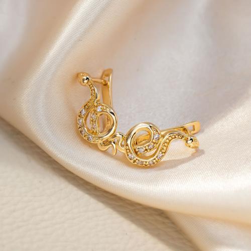 Boucle d'oreille goutte laiton strass, Placage de couleur d'or, bijoux de mode & pour femme & avec strass, doré Vendu par paire
