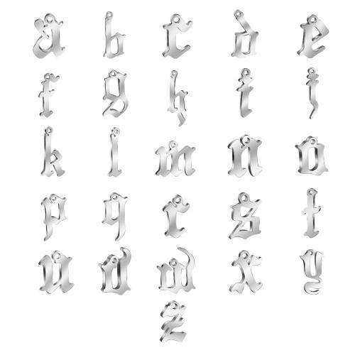colgantes del acero inoxidable de letras, acero inoxidable 304, Carta del alfabeto, Bricolaje, color original, 6x14mm, Vendido por UD