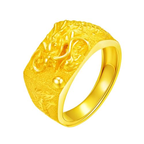 Messing Fingerring, Drachen, Vakuum-Ionen-Beschichtung, für Frau, Goldfarbe, inner diameter:17~20mm, verkauft von PC