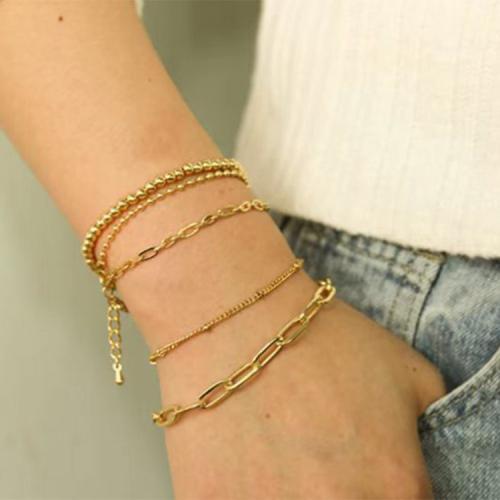 Titanium Steel Bracelet & Bangle, plated, fashion jewelry golden, The bracelet is about 20cm long 