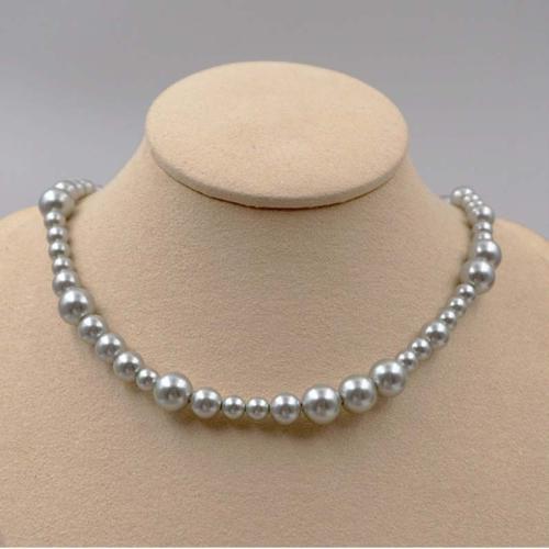 South Sea Shell Necklace, Titanium Steel, with Shell Pearl, plated, fashion jewelry, silver color cm 