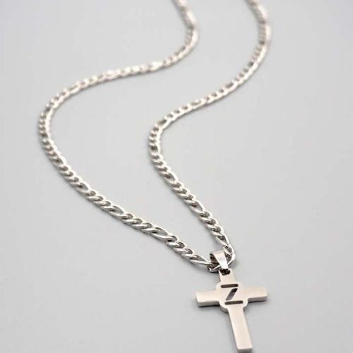 Titanium Steel Jewelry Necklace, Cross, plated, fashion jewelry silver color cm 