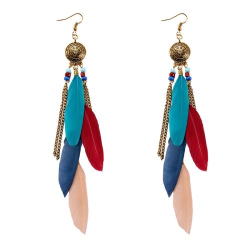 Fashion Feather Earring , Zinc Alloy, with Feather, plated, fashion jewelry & for woman 