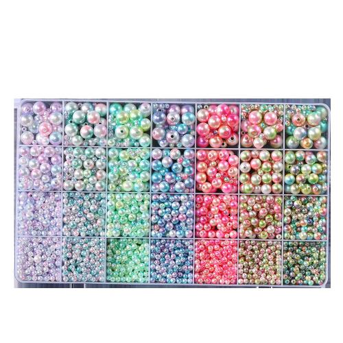 Perles en plastique ABS, DIY, couleurs mélangées, 4-8mm, Vendu par boîte