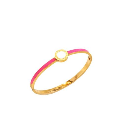 Stainless Steel Bangle, 304 Stainless Steel, with Shell, for woman & enamel 