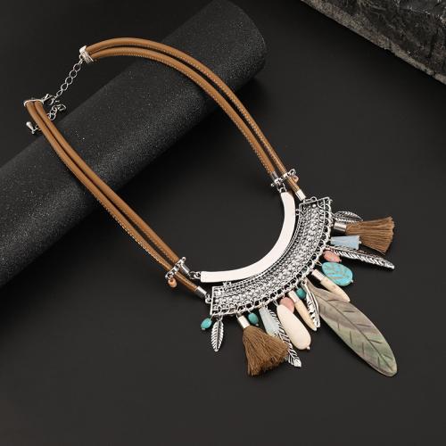 Gemstone Necklaces, Zinc Alloy, with PU Leather Cord & Gemstone, with 5cm extender chain, fashion jewelry & for woman Approx 40 cm 