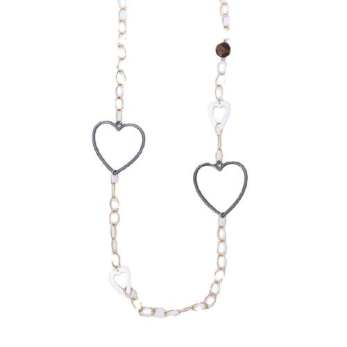 Zinc Alloy Sweater Chain Necklace, with Natural Stone & iron chain, fashion jewelry & for woman Approx 108 cm 