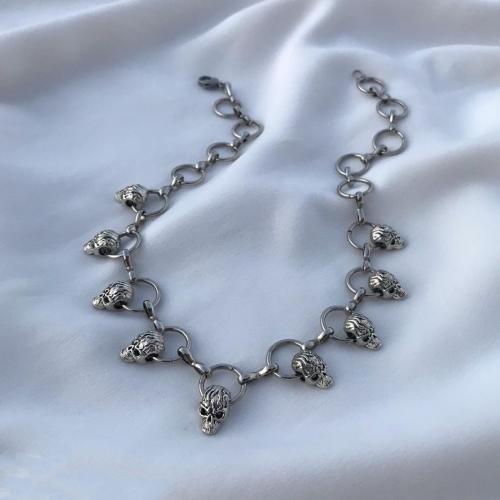Zinc Alloy Necklace, fashion jewelry & for woman, silver color Approx 40 cm 