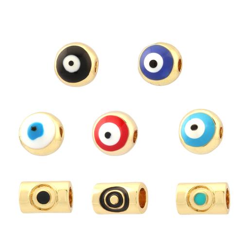 Mode Evil Eye Perlen, Messing, goldfarben plattiert, Modeschmuck & DIY & verschiedene Stile für Wahl & Emaille, keine, verkauft von PC