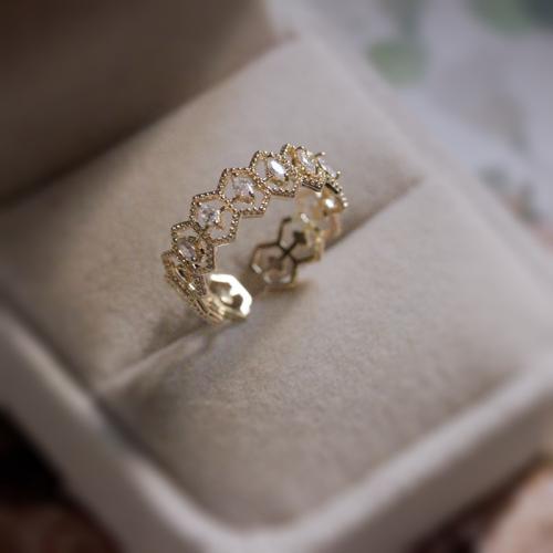 Cubic Zirconia Micro Pave Brass Finger Ring, fashion jewelry & micro pave cubic zirconia & for woman & hollow, US Ring 