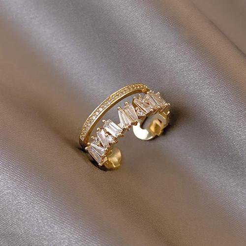 Zircon pavent l'anneau en laiton de doigt, bijoux de mode & pavé de micro zircon & pour femme Vendu par PC