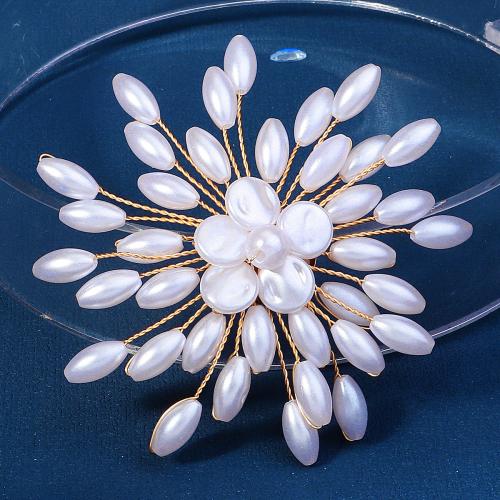 Broche Perle en plastique, laiton, avec perle de plastique, bijoux de mode & styles différents pour le choix & pour femme, doré, Vendu par PC