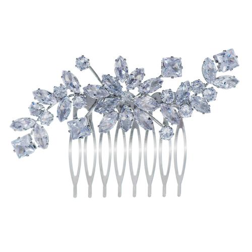 Décoratif Peigne nuptiale de cheveux, alliage de zinc, avec zircon cubique, bijoux de mode & pour femme, argent Vendu par PC
