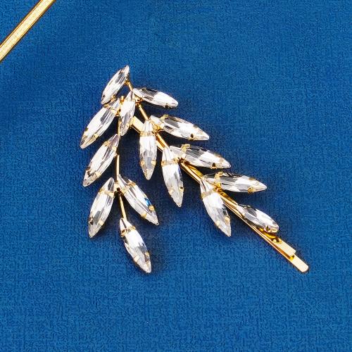 Hair Slide, Zinc Alloy & for woman & with rhinestone, golden 