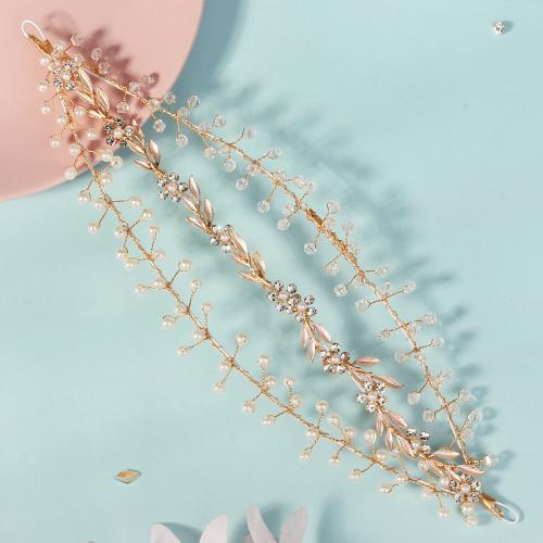 Ruban bijoux, alliage de zinc, avec cristal & perle de plastique, styles différents pour le choix & pour femme & avec strass, plus de couleurs à choisir, Vendu par PC