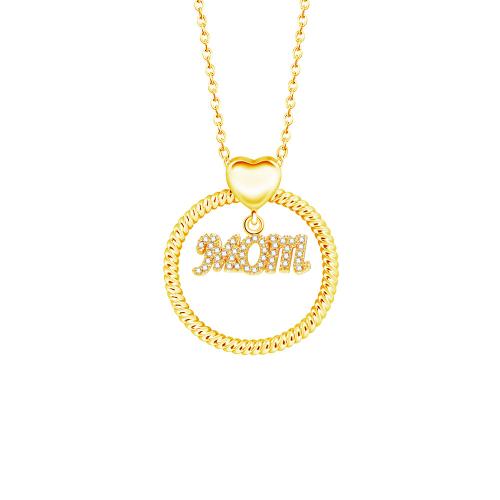 Stainless Steel Jewelry Necklace, Brass, with 5cm extender chain, Flat Round, gold color plated, fashion jewelry & for woman & with rhinestone 30mm cm 