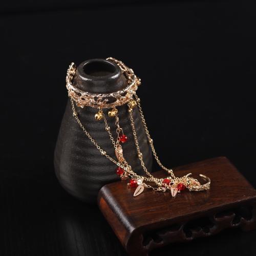 Nuptiale d'anneau de bracelet, alliage de zinc, Placage de couleur d'or, pour femme & creux, rouge cm, Vendu par PC