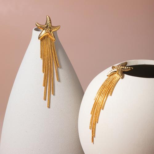Fashion Fringe Earrings, 304 Edelstahl, plattiert, Modeschmuck, goldfarben, 19x70mm, verkauft von Paar[