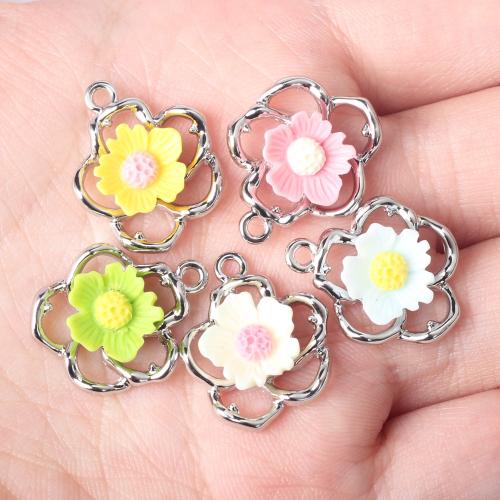 Plastic Zinc Alloy Pendants, with Plastic, Flower, plated, fashion jewelry Approx 2mm 