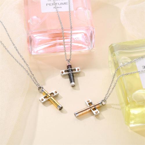 Stainless Steel Pendants, 304 Stainless Steel, Cross, plated, Unisex Approx 41-50 cm 