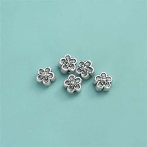 Sterling Silber Spacer Perlen, 925 Sterling Silber, Blütenblätter, DIY, originale Farbe, 10.5mm, Bohrung:ca. 1.8mm, verkauft von PC