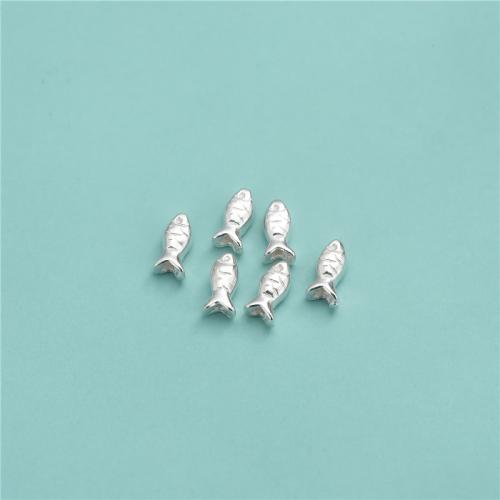 серебряный бисер распорки, Серебро 925 пробы, Рыба, DIY, серебряный отверстие:Приблизительно 1mm, продается PC