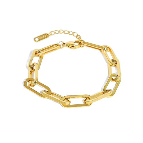Titanium Steel Bracelet & Bangle, plated, for woman, golden 