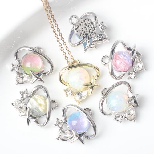 Plastic Zinc Alloy Pendants, with Plastic Pearl, plated, DIY & micro pave cubic zirconia Approx 2mm 