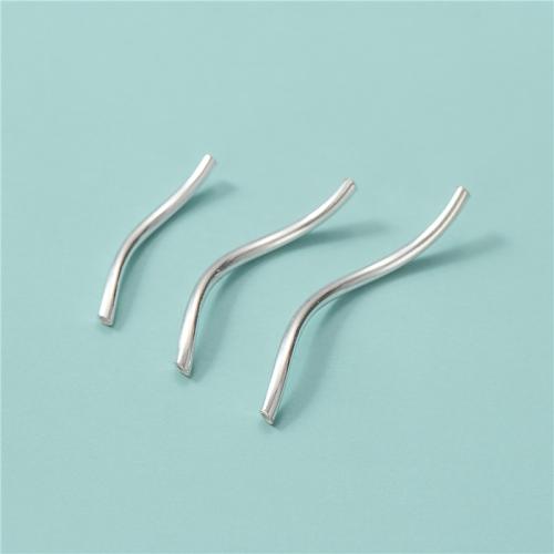 925 Sterling Silver Curved Tube Beads, DIY silver color Approx 0.8mm 