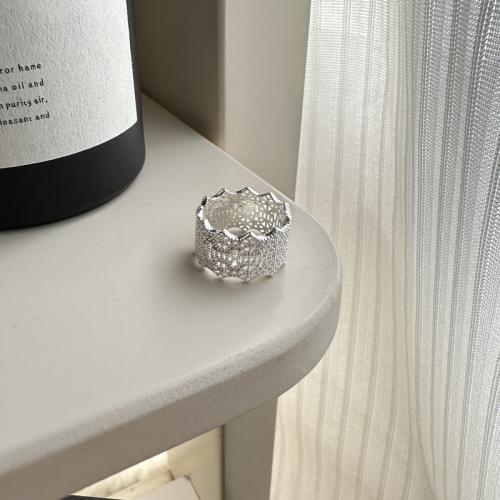 Стерлингового серебра кольцо, 925 пробы, полированный, Женский & отверстие, серебряный, размер:6.5-7.5, продается PC